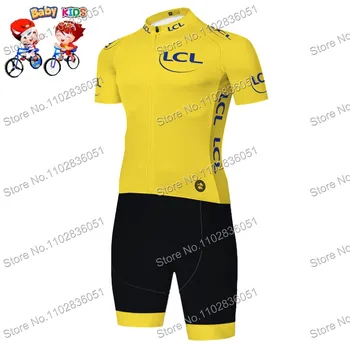 Детски комплект от Джърси за колоезденето France Tour За момчета и момичета, Жълта Велосипедна дрехи с къс ръкав, Детски ризи за пътят мотори, Костюм за велосипедни Шорти