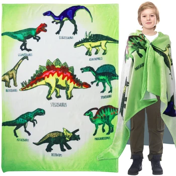 Детско одеало, одеала с динозавром за момчета и момичета, Меко и Приятно Фланелевое одеяло 55 × 39 Инча, Персонални Флисовое одеяло