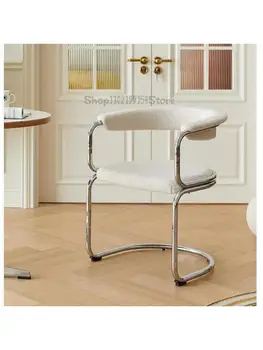 Дизайнерски лесен луксозен стол за хранене в стил ретро, тоалетка, мрежест червен стол за грим, лесен домакински трапезария стол