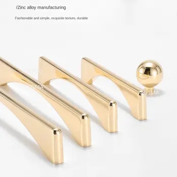 Дръжка за чекмеджета Gold Nordic Light Луксозна писалка за вратите на гардероба от цели с сплав, Кабинет хардуер