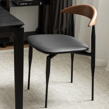Дървен стол за хранене в скандинавски стил, Изкуствена кожа, Кафяв на цвят, Дизайнерски, Модерен маса за хранене, стол за дневна Sillas De Comedor Home Furniture A2