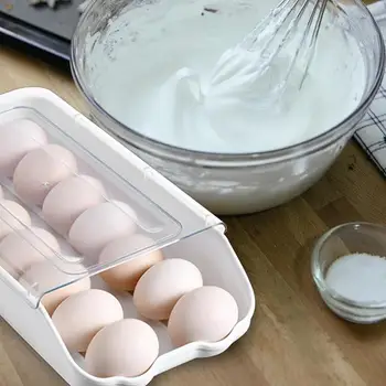 Държач за яйца За хладилник Органайзер за яйца за хладилник с автоматично закаткой 14 яйца, Штабелируемый опаковка за съхранение на яйца