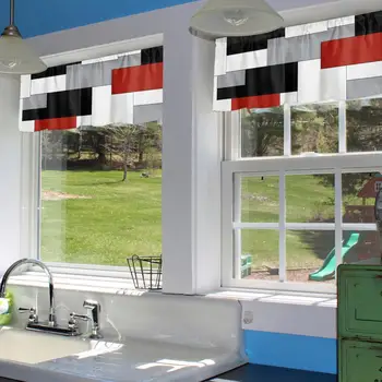 Екологичният престилката, модерни черни кухненски пердета, стилен интериор прозорци за съвременния вид