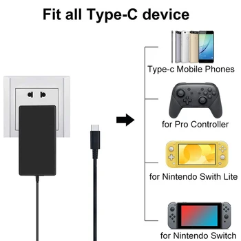 ЕС/САЩ Штекерный Адаптер за Зарядно устройство за Игрова конзола Nintendo Switch lite Домашен Зареждане на USB Type C Източник на Захранване за Nintendo Switch NS