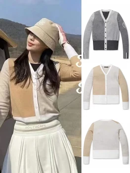 Есента Корейската нови дрехи за голф, Женски вълна вязаный жилетка, оборудвана, с дълъг ръкав, Сшитое палто, уменьшающее възраст