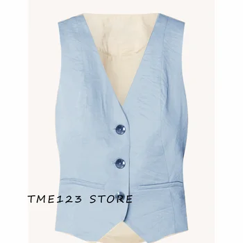 Жена обикновен памук жилетка Eam Nashi, блуза, Дамски жилетки, палта от магазина на фирма TME, женска риза без ръкави
