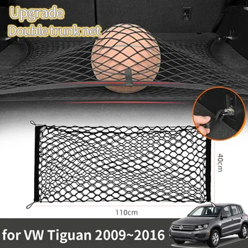 за Volkswagen VW Tiguan 5N MK1 2009 ~ 2016 2012 2010 автоаксесоари Мрежа за Багажника на Колата Еластичен Актуализиран Двойна Органайзер За Съхранение