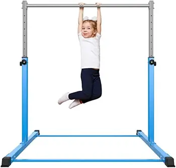 Забавна гимнастическая греда за деца на възраст от 3 до 15 години за дома - Стоманена конструкция, устойчива на плъзгане, лесна за сглобяване, регулиран на височина от 3 до 5 инча.