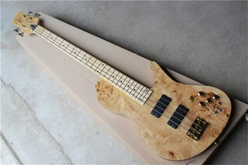 Заводска електрическа бас-китара с 4 струни от врата до корпуса със златна обкова Безплатна доставка