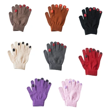 Зимни топли ръкавици с полски принтом, Възли ръкавици с пълни пръсти, еластични ръкавици