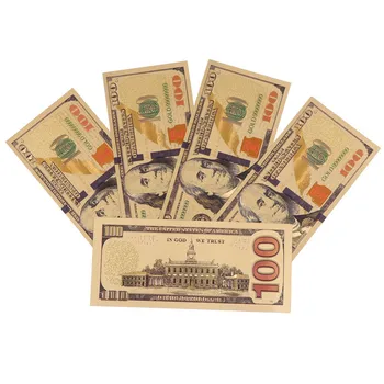 Златна банкнота на САЩ номинална стойност от 1 долар В 24-каратной златна плоча, на събирането на банкноти и подаръци от изкуствена хартия