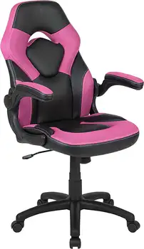 Игралното стол X10 за състезания офис, ергономичен Компютърен КОМПЮТЪР, регулируема въртящо се кресло с откидывающимися подлакътници, розово/черно мека кожа