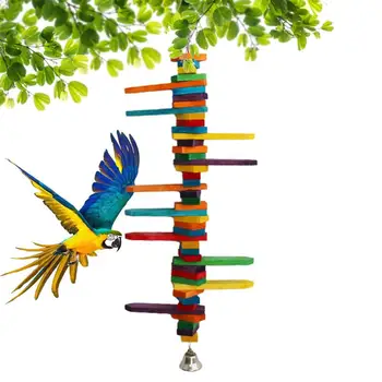 Играчка За птици-Папагали, Цветни Дървени Блокчета, Играчки За Дъвчене за Птици, Натурални Дървени Цветни Клетки За Папагали, Играчка За Дъвчене От Дърво