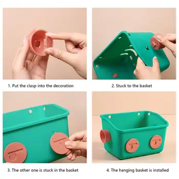 Изящна изработка Подвесная кошница Стенни висящи кошници Сладък робот-играчка органайзер за съхранение на вани за дома за растения