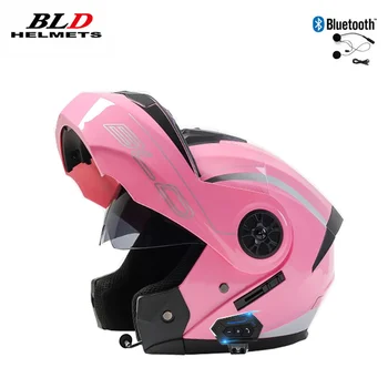 Индивидуални сгъваеми мотоциклет шлем с две лещи, Модулни каски, Моющаяся подплата, сертифициране Casco Moto Bluetooth Dot За Мъже и Жени
