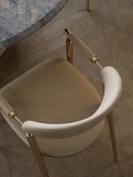 Италиански Луксозен Лек Домакински трапезария стол с високо качество, Лесен модерен Чай стол от естествена кожа, Стол за прием на Гости, Стол за преговори