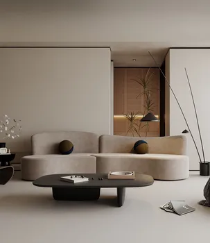 Италиански минималистични диван, дизайнерски апартамент за домашно размер, заоблен диван J д j д в хола, нов модел на 2023 г.