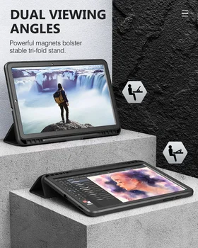 Калъф за Samsung Galaxy Tab S6 Lite 10.4 2020 SM-P610/P615, [Вградено защитно фолио за екрана] пълен размер устойчив на удари калъф Smart Shell