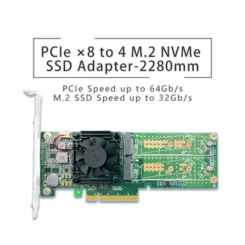 Карта на адаптера SSD-диск PCIe 3.0 X 8 на 2 порта M. 2 NVMe с подкрепата на 22110 мм M. 2 SSD с нисък профил-PE382-2И