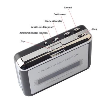 Касетофон, конвертор касети в MP3 Аудио музикален плеър, конвертиране на касети с магнитна лента в КОМПЮТЪР-лаптоп през USB
