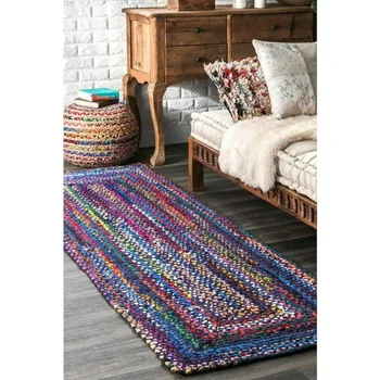 Килим пътека От естествен памук в плетеном стил, Обратим килими, Постелки в селски стил