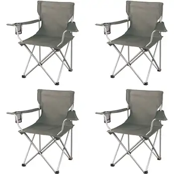 Класически сгъваем туристически столове, с мрежесто подстаканником, пакет от 4, 32,10x19,10x32,10 инча