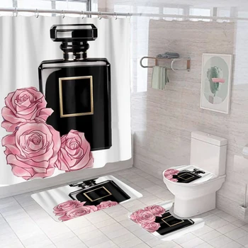 Козметика, парфюми и завеса за душ с цветове, изберете вашия размер, индивидуален набор от декор за баня с 3D-принтом и куки, подвесная завеса