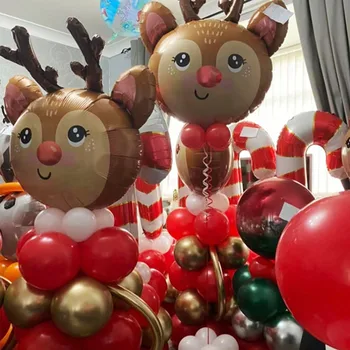 Коледен Голям Елен На Дядо Коледа, Снежен Човек Balloon Надуваема Коледен Елен Бастун Надуваем Балон 2024 Нова Година Домашен Коледен Декор