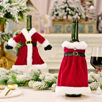 Коледна капачка за бутилка вино, Бархатное рокля, Шапка за шампанско, чанта за бутилка вино, ръкав, Коледа е Коледната украса и за масата за хранене, подаръци