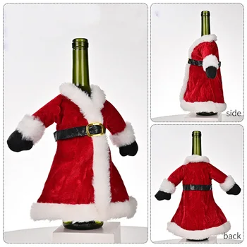 Коледна капачка за бутилка вино, Бархатное рокля, Шапка за шампанско, чанта за бутилка вино, ръкав, Коледа е Коледната украса и за масата за хранене, подаръци