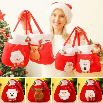 Коледна торбичка за бонбони Дядо Коледа, Универсален подарък чанта с изображение на Лосове, кутия за подаръци с Анимационни Снеговиком, Маскарад