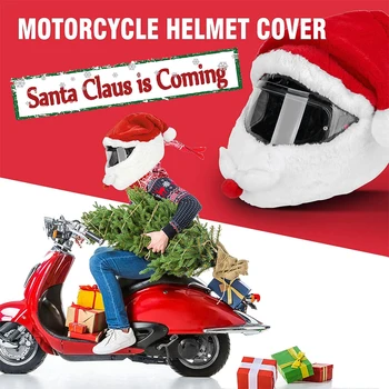 Коледна торбичка За Мотоциклетни шлем Дядо Коледа, Плюшено Забавен калъф За Каска, Украса за Коледното шапки на Дядо Коледа, Аксесоари За каска