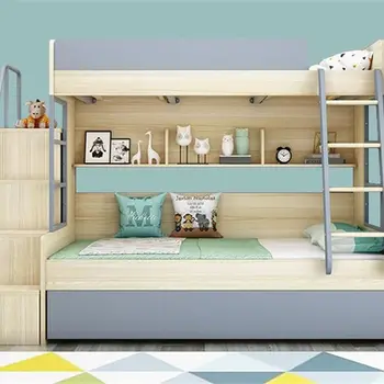 Компактни Мебели за Детски Двуетажни легла от дърво и шперплат с място за съхранение