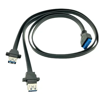 Конектор USB 3.0 за закрепване на панела, Двоен USB 3.0, вътрешен винт за закрепване на панела на дънната платка, 20-пинов конектор, Плосък кабел, захранващ Кабел, НОВ