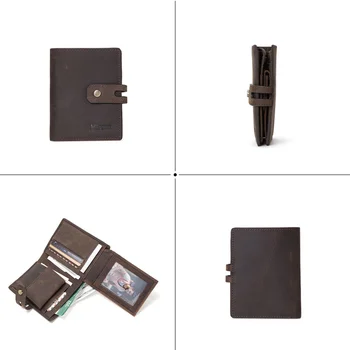 кратък мъжки портфейл от естествена винтажной кожа, малък държач за кредитни карти за ретро портфейл за монети, ID-карта, в чантата с RFID заключване