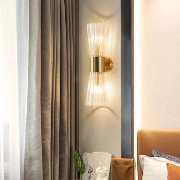 Кристал, с монтиран на стената лампа, за Златната светлина на Луксозна всекидневна ТЕЛЕВИЗИЯ Фонова стена Спалня Модерна Нощна лампа Хотелски коридор Декоративни осветителни тела