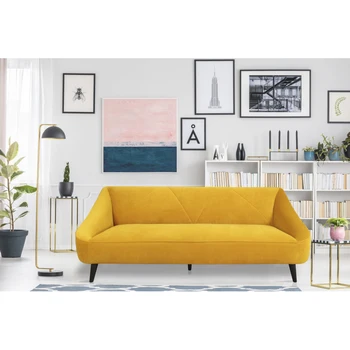 Кукурузно-жълт диван Baylee, компактен дизайн, лесен мода, е мек и удобен за мебели в хола