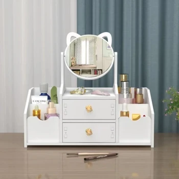 Кутия за съхранение на козметика, Домакински кутия С козметично Огледало на Стойка за довършителни бижута Стойка за средства за грижа за кожата