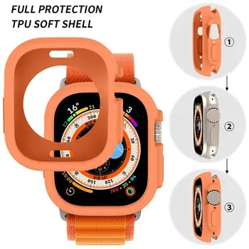 Кухи Силиконов Калъф Нова Обвивка Бронята е Защитно покритие на Екрана Аксесоари Защитна Рамка за Apple Watch Ultra 49mm Smart Watch