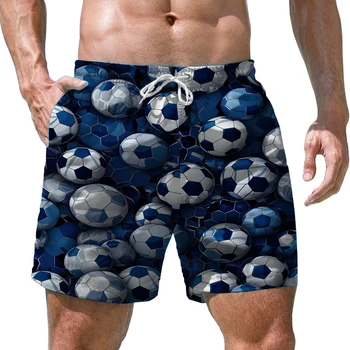 Летни нови мъжки къси панталони с футболния 3D принтом Мъжки къси панталони в спортен стил Улични мъжки къси панталони Моден тренд Свободни мъжки къси панталони