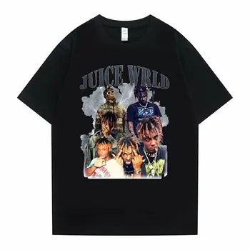 Лимитированная тениска с изображение Времена Juice WRLD, Мъжки модни и Ежедневни памучен тениска с къс ръкав, Мъжки и женски реколта тениски в стил хип-хоп