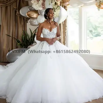 Луксозната Бална рокля във формата на Сърце, Африкански сватбени рокли 2023, Дантелени апликации, Сватбени рокли на Принцеси за поръчка, Vestido De Новия