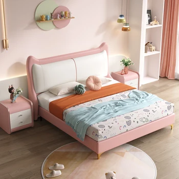 Луксозно Бебешко легло Принцеса Розова богат на функции Корея легло за деца Кутии за момичета Cama Gigante Мебели за спалня MQ50CB
