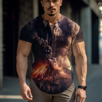 Лятна Мода мъжка тениска с къс ръкав и 3D принтом 