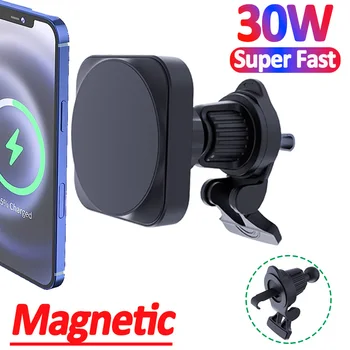 Магнитно Автомобилното Безжично Зарядно Устройство с мощност 30 W за macsafe iPhone 14 13 12 pro max mini Air Vent Кола Телефона Поставка Бързо зарядно