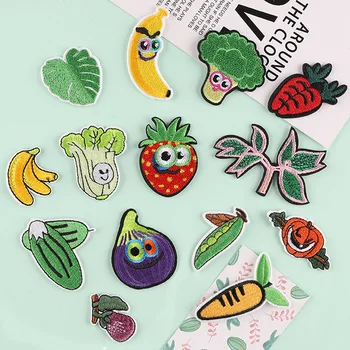 Малки Мультяшные Зеленчуци, Гладилки, Прекрасни Икони с бродерии на плодове, апликации от зелена храна платове за детски дрехи 