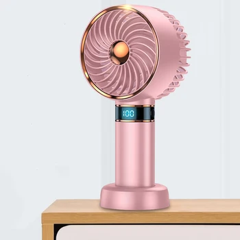 Малък вентилатор с група, годишен охлаждащ вентилатор, Зареждане чрез USB, Дигитален дисплей, 3000 mah, корекция на 5 кутия за работния плот в студентски квартири