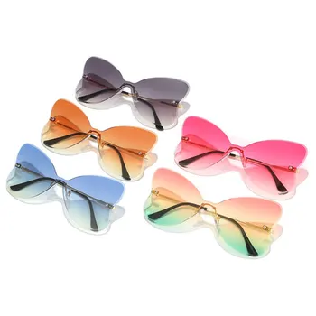 Маркови слънчеви очила с пеперуда в голям размер за жени, vintage слънчеви очила с наклон без рамки за очила, модерен пълнозърнести дамски очила за партита