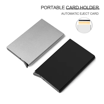 Метален Автоматичен Флип-държач за карти, RFID, Антимагнитная двойна чанта за карти, подаръци за служители и родители