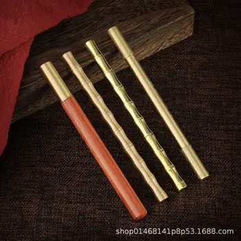 Метална маркова дръжка от бамбук, махагон, позлатена мед, дървена дръжка, класическа дръжка, на едро, колекция от писма